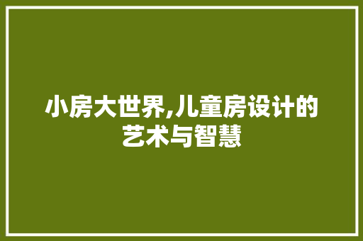小房大世界,儿童房设计的艺术与智慧
