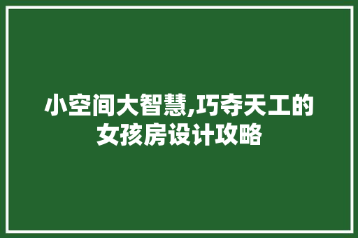 小空间大智慧,巧夺天工的女孩房设计攻略