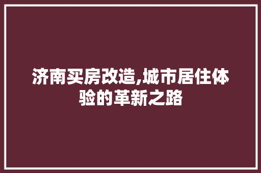 济南买房改造,城市居住体验的革新之路