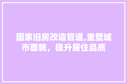 国家旧房改造管道,重塑城市面貌，提升居住品质