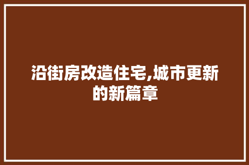 沿街房改造住宅,城市更新的新篇章