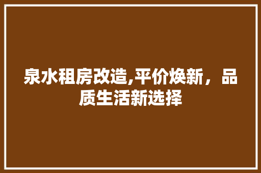 泉水租房改造,平价焕新，品质生活新选择