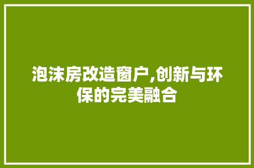 泡沫房改造窗户,创新与环保的完美融合