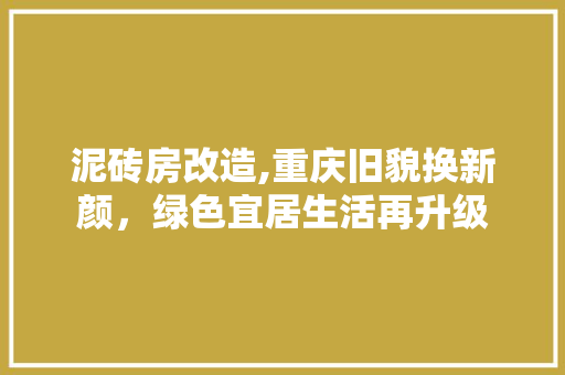 泥砖房改造,重庆旧貌换新颜，绿色宜居生活再升级