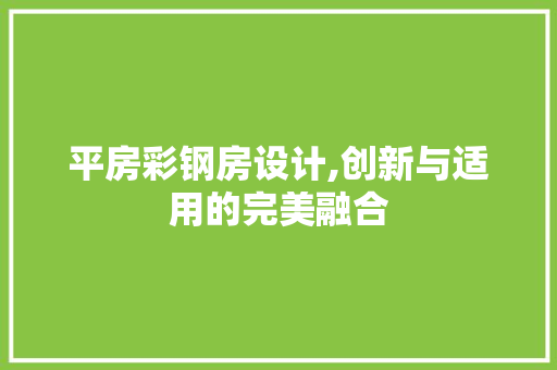 平房彩钢房设计,创新与适用的完美融合