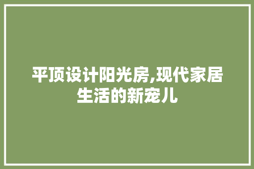 平顶设计阳光房,现代家居生活的新宠儿