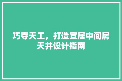 巧夺天工，打造宜居中间房天井设计指南