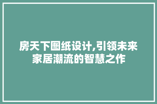 房天下图纸设计,引领未来家居潮流的智慧之作