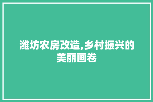 潍坊农房改造,乡村振兴的美丽画卷