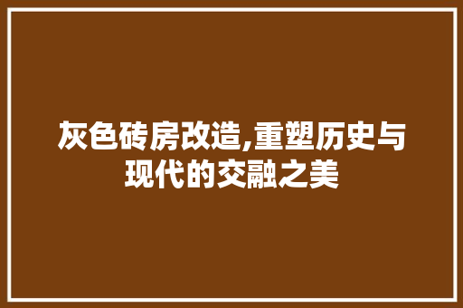 灰色砖房改造,重塑历史与现代的交融之美