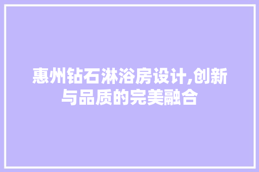 惠州钻石淋浴房设计,创新与品质的完美融合
