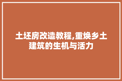 土坯房改造教程,重焕乡土建筑的生机与活力