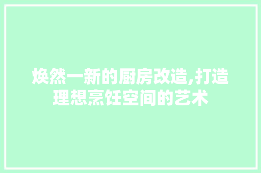 焕然一新的厨房改造,打造理想烹饪空间的艺术