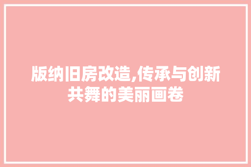 版纳旧房改造,传承与创新共舞的美丽画卷