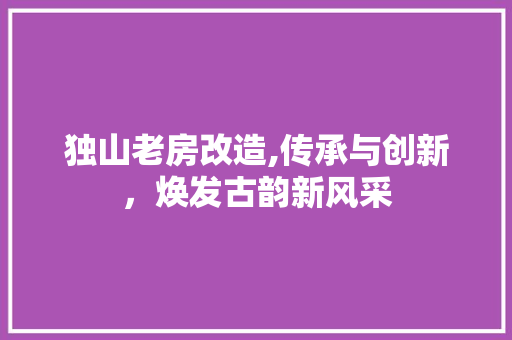 独山老房改造,传承与创新，焕发古韵新风采