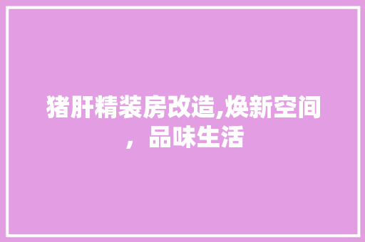 猪肝精装房改造,焕新空间，品味生活