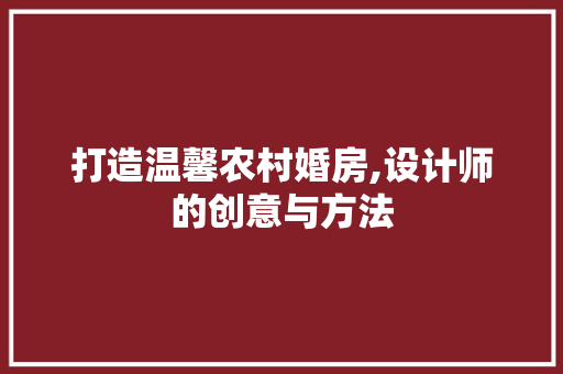 打造温馨农村婚房,设计师的创意与方法