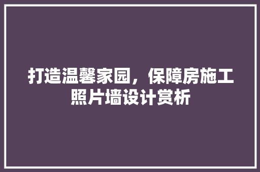 打造温馨家园，保障房施工照片墙设计赏析