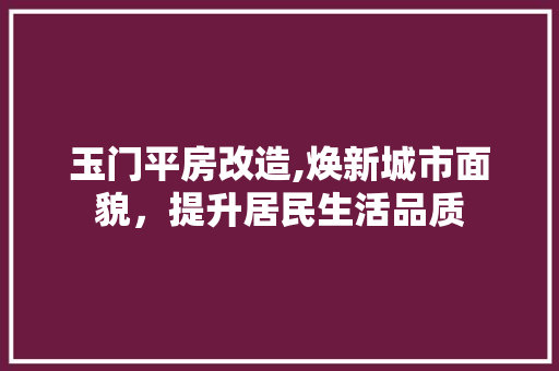 玉门平房改造,焕新城市面貌，提升居民生活品质