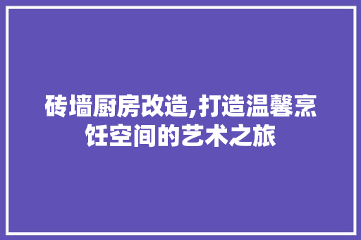 砖墙厨房改造,打造温馨烹饪空间的艺术之旅