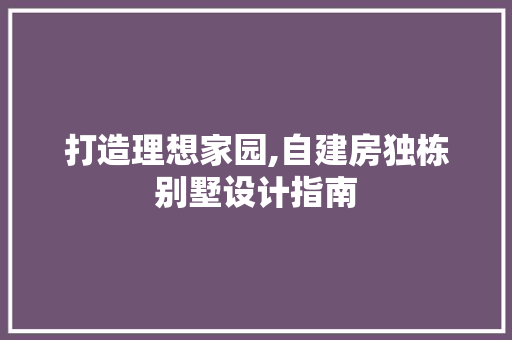 打造理想家园,自建房独栋别墅设计指南