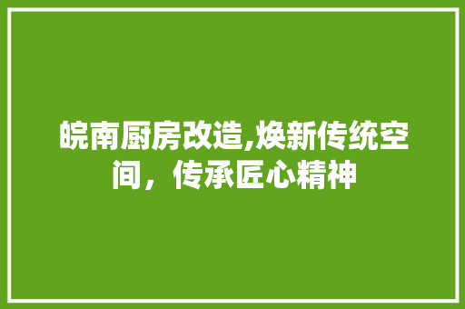 皖南厨房改造,焕新传统空间，传承匠心精神