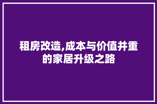 租房改造,成本与价值并重的家居升级之路