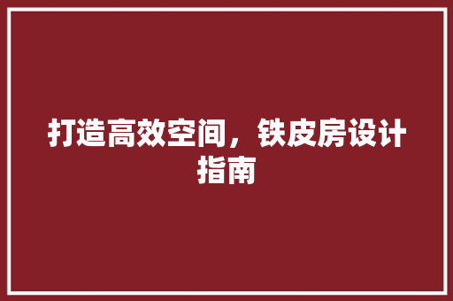 打造高效空间，铁皮房设计指南