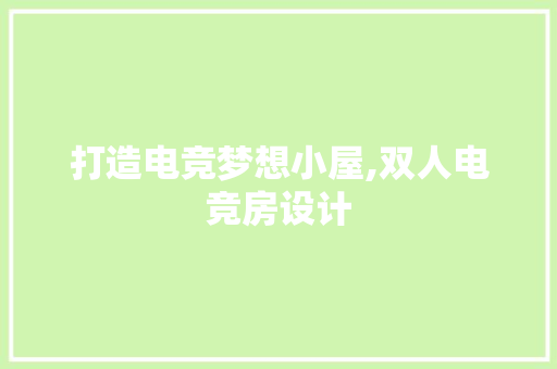 打造电竞梦想小屋,双人电竞房设计
