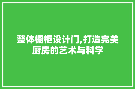 整体橱柜设计门,打造完美厨房的艺术与科学