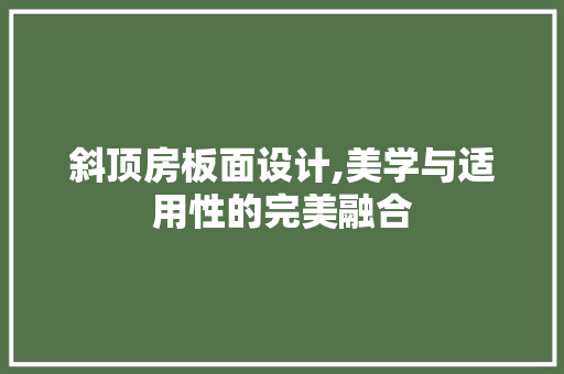 斜顶房板面设计,美学与适用性的完美融合