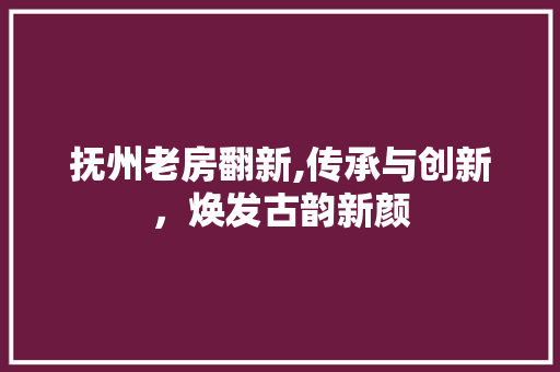 抚州老房翻新,传承与创新，焕发古韵新颜