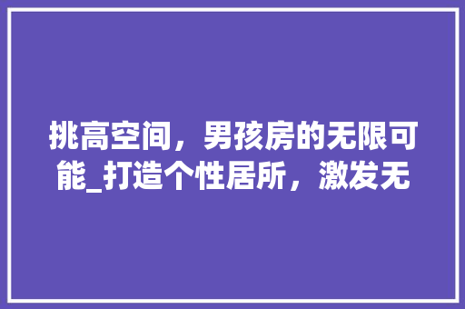 挑高空间，男孩房的无限可能_打造个性居所，激发无限潜能