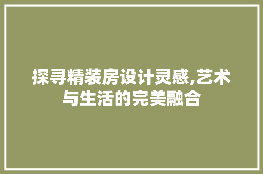 探寻精装房设计灵感,艺术与生活的完美融合