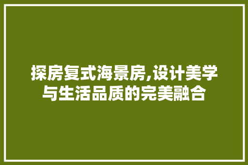 探房复式海景房,设计美学与生活品质的完美融合