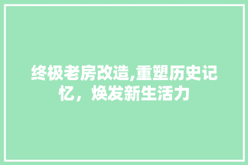 终极老房改造,重塑历史记忆，焕发新生活力