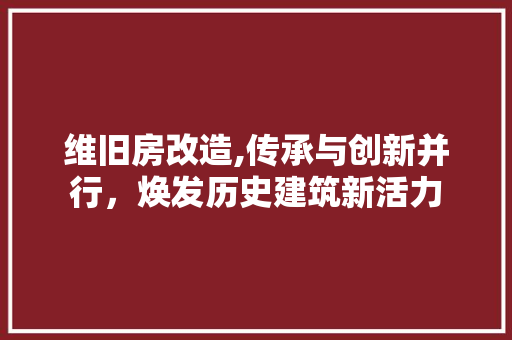 维旧房改造,传承与创新并行，焕发历史建筑新活力