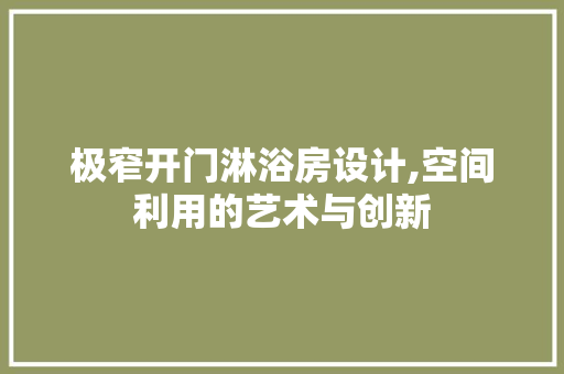 极窄开门淋浴房设计,空间利用的艺术与创新