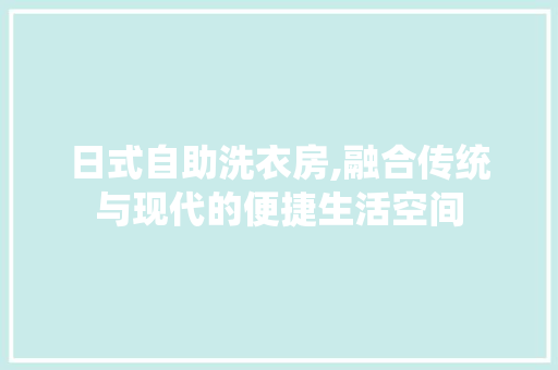 日式自助洗衣房,融合传统与现代的便捷生活空间