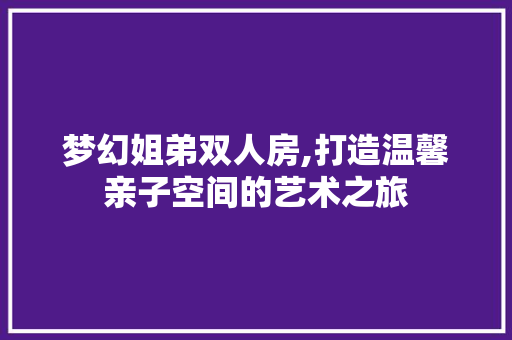 梦幻姐弟双人房,打造温馨亲子空间的艺术之旅