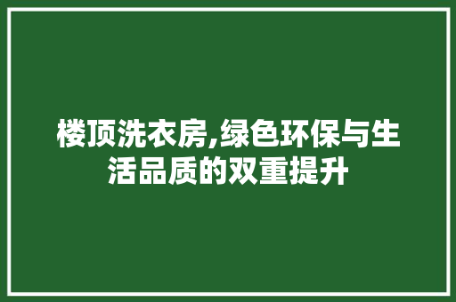 楼顶洗衣房,绿色环保与生活品质的双重提升