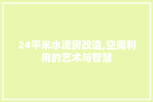 24平米水泥房改造,空间利用的艺术与智慧