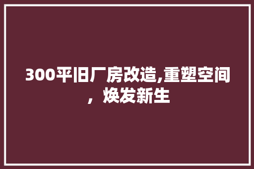 300平旧厂房改造,重塑空间，焕发新生
