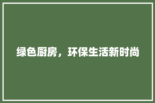 绿色厨房，环保生活新时尚