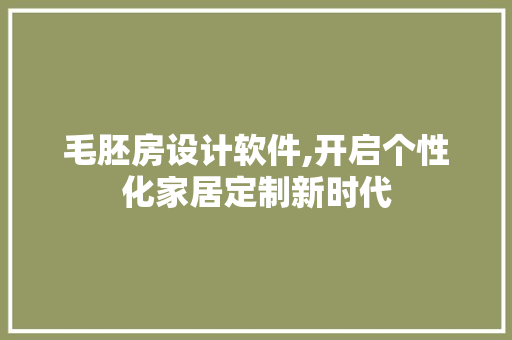 毛胚房设计软件,开启个性化家居定制新时代