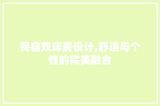 民宿双床房设计,舒适与个性的完美融合