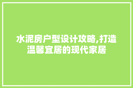 水泥房户型设计攻略,打造温馨宜居的现代家居