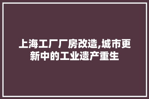 上海工厂厂房改造,城市更新中的工业遗产重生