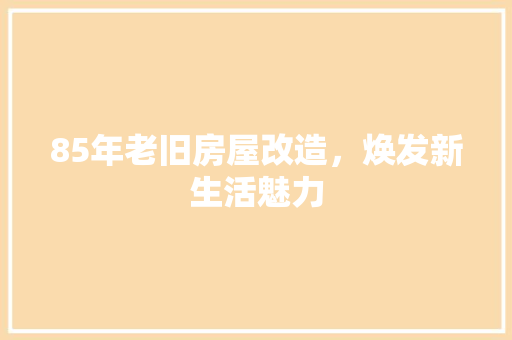 85年老旧房屋改造，焕发新生活魅力