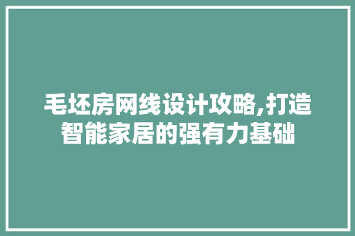 毛坯房网线设计攻略,打造智能家居的强有力基础